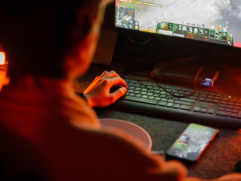 Developer testing a prototype level on a large monitor